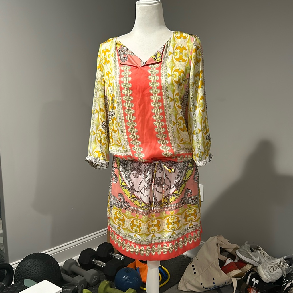 Brand New Jennifer Lopez Bohemian Style Silk Drawstring Dress